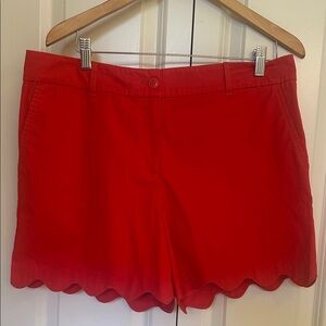 Talbots Red Scalloped Hem Shorts sz 12